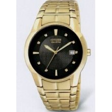 Citizen Eco Drive Men`s Gold Stainless Steel Bracelet Watch W/ Round Dial
