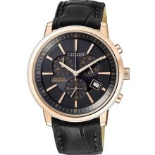Citizen Eco-drive Sapphire Chrono Gents Rose Gold Tone Japan Watch At0496-07e