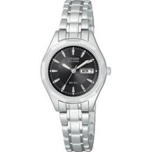 Citizen Eco-Drive WR100 Ladies Bracelet Black Dial Watch