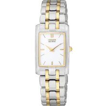 Citizen Eg3184-50a Women's Two Tone Stiletto Eco-drive Sapphire White Watch