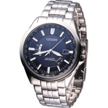 Citizen Gents Eco-drive Radio Perpetual Watch Blue Cb0011-51l Made In Japan