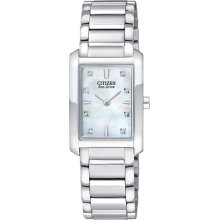 Citizen Ladies Stainless Steel Palidoro Eco-Drive Mother Of Pearl Diamond Accented Dial EX1070-50D