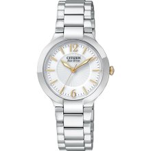 Citizen Ladies Stainless Steel Firenza Eco-Drive Silver Dial Sapphire Gold Hands and Markers EP5984-52A