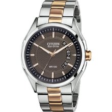 Citizen Men's Drive Two Tone Stainless Steel Case and Bracelet Brown Dial Date Display AW1146-55H