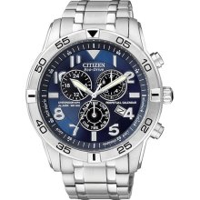 Citizen Men's Stainless Steel Case and Bracelet Eco-Drive Chronograph Alarm Perpetual Calendar Blue Dial BL5470-57L