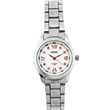 Classic Roman Number Stainless Steel Band Women Watch (White Dial) - White - Stainless Steel