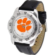 Clemson Tigers Mens Leather Sports Watch
