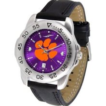 Clemson University Tigers Men's Leather Band Sports Watch