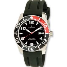 Croton Mens Stainless Steel Black/Red Dial Silicone Band Quartz Watch XWA3177