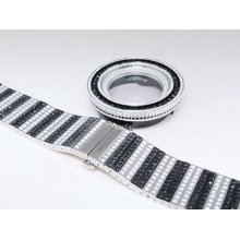 Custom Mens Gucci Digital Black And White Simulated Diamond Bezel And Band 114