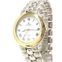 Cyma Oceana Club 14kt Gold Bezel Stainless Steel Mens Quartz Wristwatch 15-i1105