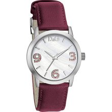 D&G Pose Dw0692 Ladies Watch With Silver Dial And Red Leather Strap
