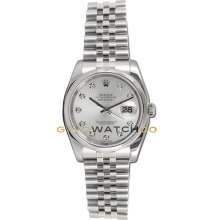 Datejust 116200 Steel Jubilee Smooth Bezel Silver Diamond Dial