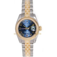 Datejust 179163 Steel Gold Jubilee Band Smooth Bezel Blue Dial