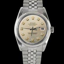 Datejust rolex gents watch silver diamond dial SS jubilee bracelet fluted bezel