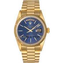 Day Date 18038 18K Yellow Gold President Blue Stick Dial