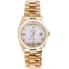 Day Date 18038 Yellow Gold President White Diamond Dial
