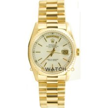 Day Date 18038 Yellow Gold President White Stick Dial