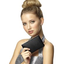 Dessy Matte Satin Pill Box Clutch in Black - Women's Accessories - Bla