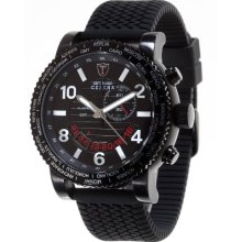 Detomaso Cesena Gmt/Alarm Men's Quartz Watch With Black Dial Analogue Display And Black Silicone Strap Dt1032-A