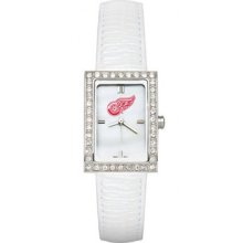 Detroit Red Wings Ladies Allure Watch White Leather Strap LogoArt