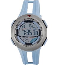 Diadora Digital Grey Dial Light Blue Rubber Mens Watch 8389M-04