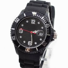 Dial Silicone Jelly Unisex Sport Wrist Watch With Calender Date 12 Colors