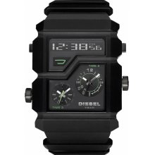 Diesel DZ7177 Black Dual Time Dial Black Rubber Strap Men's Watch