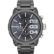 Diesel Men Unisex Franchise 51Mm Gun Metal Face W/ Link Band Watch Black