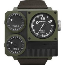 Diesel Mens SBA Multifunction XXL Stainless Watch - Brown Leather Strap - Black Dial - DZ7248