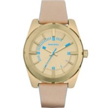 Diesel Nude Ladies Nude Leather and Gold Tone Stainless Steel Three-Hand Watch