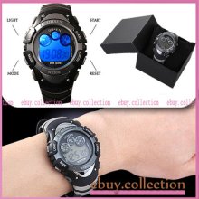 Digital Waterproof Alarm Light Mens Boy's Sport Watch Red Black Yellow Blue Grey