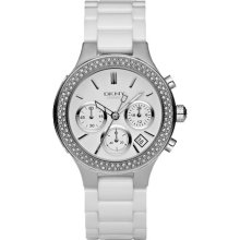 DKNY NY4985 Chronograph White Ceramic Band Crystal Women's Watch