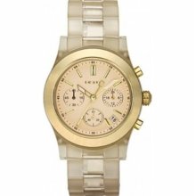 Dkny Ny8163 Plastic Chronograph Ladies Watch With Gold Dial