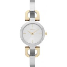 DKNY Womens D-Link Analog Stainless Watch - Two-tone Bracelet - Silver Dial - NY8609