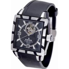 EDOX Watches Edox Men's Black Dial Black Rubber Black Rubber/Black Di