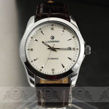 Elegant Business+calendar Dial Men Dress Auto Mechanical Leather Wrist Watch T83