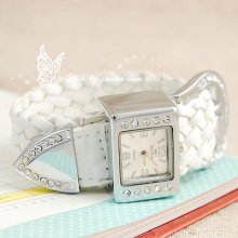 Elegant Ol Style Casual Cross Strap Quartz Women's Watch White