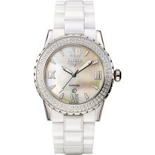 Elysee Womens Valerie Crystal Analog Stainless Watch - White Bracelet - Pearl Dial - E30014