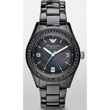 Emporio Armani Black Ceramic Crystal Ladies Watch AR1423 ...