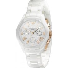 Emporio Armani Chronograph White Ceramic Ladies Watch AR1417