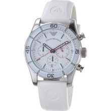 Emporio Armani Men s Sport Quartz Chronograph White Silicone Strap Watch