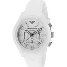 Emporio Armani Mens Ar1431 White Ceramic Ceramica Chronograph Watch $445