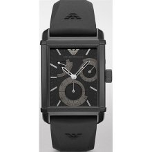 Emporio Armani Mens Meccanico Black Dial Black Silicone Strap Watch Ar4237