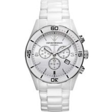 Emporio ArmaniÂ® White Emporio Armani White Ceramic Men's Watch with White Chronograph Dial