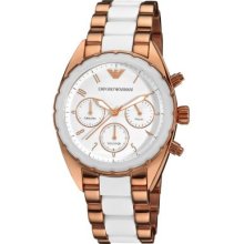 Emporio Armani Women s Quartz Chronograph Rose-tone Stainless Steel & Silicone Strap Watch