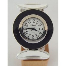 Enamel Watch Bangle / Cuff With Round Case - Eikon - Quartz