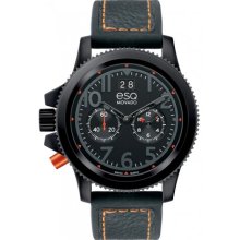 ESQ Fusion 07301423 Black PVD Stainless Steel Leather Strap Watch