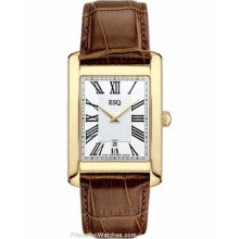 ESQ Mens Filmore Dress Watch Gold-Tone White Dial Brown 07301366