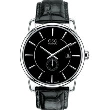 ESQ Movado 'Capital' Round Leather Strap Watch